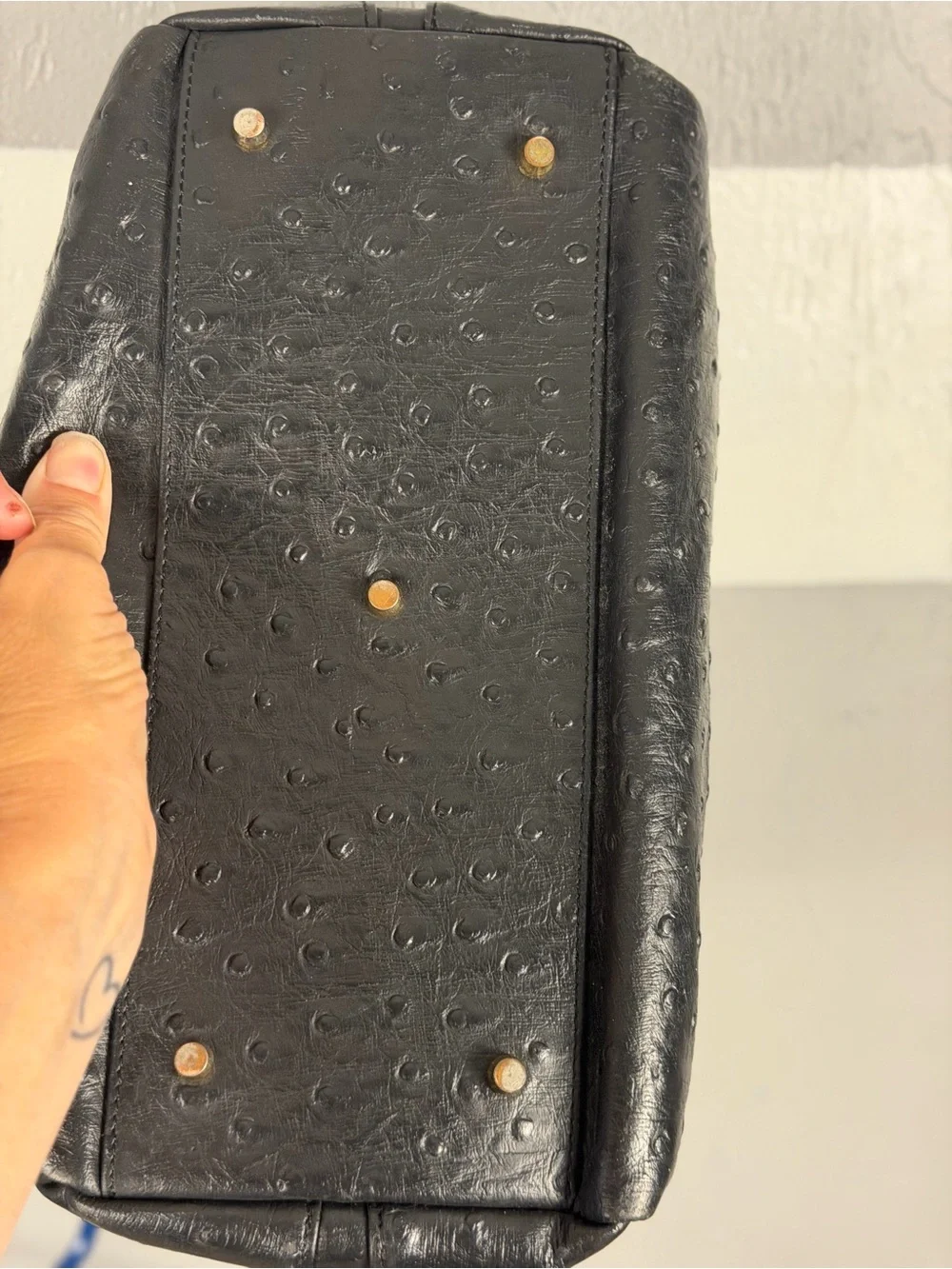 Isabella Adam’s Black Shoulder Bag with Gold Hardware - Embossed Texture